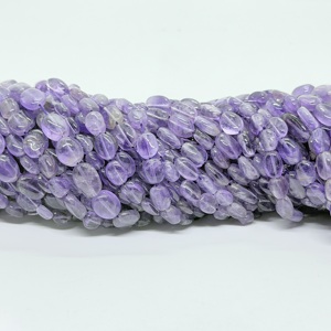 Natural <b>Amethyst</b> Handmade Gemstone Beads Oval Shape Smooth Loose Beads Strand for Jewelry Making 16 Inches Wholesale Supplier - Product Image 1