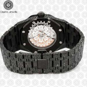Montre de luxe Charm_Jewells en acier inoxydable, boîtier de 40 mm, mouvement mécanique analogique, date automatique, mode vintage pour homme, accents de diamants - Product Image 5