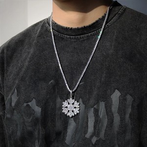 Unisex Moissanite Snowflake Pendant <b>Necklace</b> 925 Silver Iced Jewelry Custom Hip Hop <b>Statement</b> Charm for Party Wholesale - Product Image 1