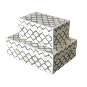 Joyero de resina con incrustaciones de hueso con elegante diseño Floral, forma Rectangular, buena calidad para organizar joyas, precio al por mayor - Product Image 6