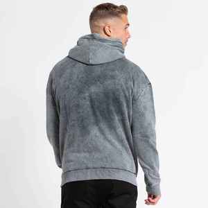 Sweat-shirt à capuche pour homme, coupe classique, 100% polyester, polaire, écologique, séchage rapide, gris, hiver, décontracté, streetwear - Product Image 3