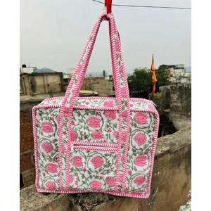 Bolso Tote de Algodón Acolchado Floral Hecho a Mano, Estilo Boho Indio, Abierto, para Verano y Otoño, Reutilizable, para Compras Diarias y Mercado - Product Image 2