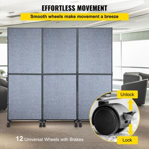Set di 3 Pannelli Acustici per Ufficio 183x168 cm con Illuminazione a Parete Grigio Chiaro Facili da Installare - Product Image 6