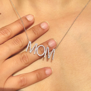 Collier pendentif pour maman en or blanc massif 18 carats avec diamant naturel taille brillant rond, certifié IGI, pour femme - Product Image 3
