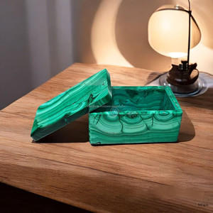 Caja de joyería exquisita de alta calidad, caja de almacenamiento de ágata de cuarzo malaquita Natural pulida para regalo de joyería antigua, amor curativo a granel - Product Image 1