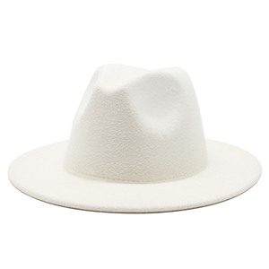All-match Wide Brim Fedora <b>Hat</b> for Women Solid Color Wool Felt <b>Hat</b> <b>Men</b> Autumn <b>Winter</b> Panama Gamble Yellow Jazz Cap - Product Image 5
