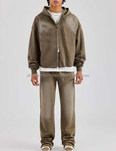 Vente en gros 2026 Nouveau design personnalisé Léger 100% Coton Ensemble de survêtement d'hiver vierge Respirant avec sweat à capuche zippé et pantalon de survêtement pour Hommes - Product Image 6