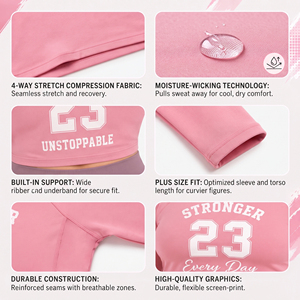 Haut court imprimé grande taille pour femme, à manches longues, respirant, en maille, pour l'entraînement, la gym et le yoga, couche de base - Product Image 6
