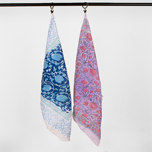 Craftjaipur Summer Fashionable EcoFriendly Breathable Poplin Block Printed Set Multi-Functional Cotton Square <b>Bandana</b> Handmade - Product Image 1