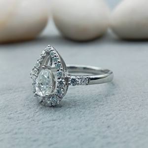 Anillo de Compromiso y Boda D'VINS JEWELS, Diseño de Pera, Corte Brillante, Color D, Blanco, Plateado, Dorado, Certificado - Product Image 2