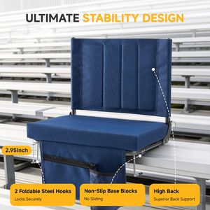 Sedili da Stadio con Schienale Spesso, Portabicchieri, Tasche Portaoggetti, Cinghie Imbottite per le Spalle e Maniglie Integrate - Product Image 6