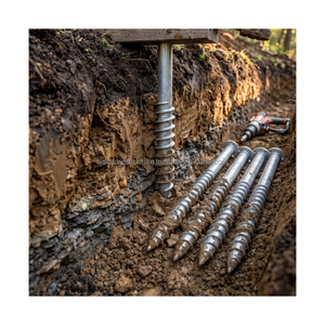 Vis de fixation au sol galvanisées à chaud pour terrasses de jardin, poutres de maison, fondations de construction et montage solaire, emballage sécurisé - Product Image 1
