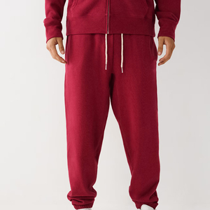 Men's Red Fleece Sweatpants Elastic Waist <b>Drawstring</b> Casual Joggers With Side Pockets Autumn Wear - Product Image 4