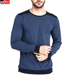Camiseta Casual de Manga Larga para Hombre, Cuello Redondo, Tejido de Poliéster, Color Sólido, Transpirable, Corte Ajustado, Largo Regular - Product Image 1