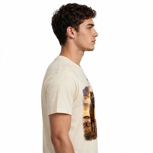 NEXTEX Unisex Elephant <b>Safari</b> T <b>Shirt</b> Cream Soft Cotton Jersey Crew Neck Casual Tee - Product Image 6