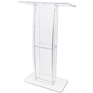 Podio de Acrílico Transparente de 47 Pulgadas de Alto con Amplia Superficie de Lectura y Estante de Almacenamiento, Púlpito Pulido de Pie - Product Image 1