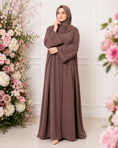Abaya florale de luxe bleu marine, Abaya ouverte, mode minimaliste et modeste, robe musulmane fluide et douce, vêtements islamiques pour femmes - Product Image 6
