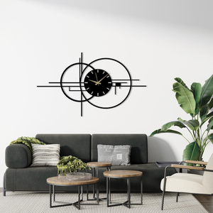 Reloj de Pared Moderno de Metal con Diseño Geométrico de Círculos Superpuestos, Reloj Artístico Contemporáneo, Decoración de Pared para Dormitorio y Hogar - Product Image 3