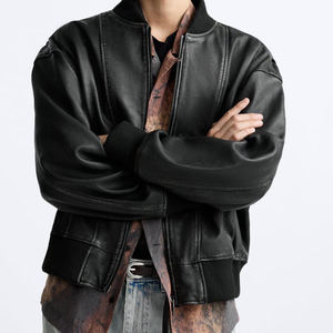 2024 Custom Men PU <b>Leather</b> <b>Jacket</b> Windproof Winter High Quality <b>Real</b> <b>Leather</b> <b>Jacket</b> Outdoor Fashion Coat - Product Image 3