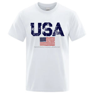 High Quality <b>Men's</b> Casual Cotton Polyester <b>T</b>-<b>Shirts</b> New Arrival Short Sleeve Gym Workout Tees with Breathable USA Prints - Product Image 2