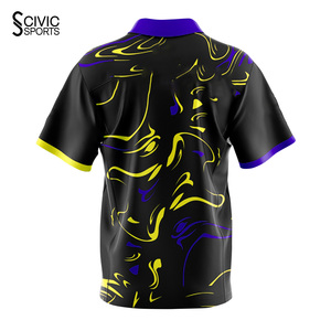 <b>Wholesale</b> Custom Sublimation Breathable Vintage <b>Bowling</b> <b>Shirt</b> With 1/4 Zipper Polyester Printed Logo Sports <b>Bowling</b> Jersey - Product Image 4