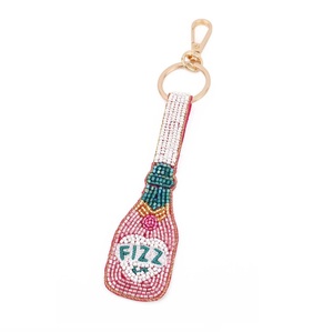 Handmade Seed Beads Embroidery Keychain With Floral Art Design Stylish Beaded Embroidered Keychain For Bags And Accessories - Product Image 4
