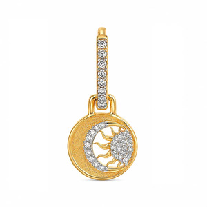 Pendientes de diamantes con diseño de círculo de sol y luna - Product Image 2