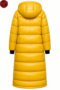 Manteau long matelassé jaune pour femme, imperméable, d'hiver - Product Image 5