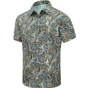 เสื้อเชิ้ตฮาวายลายดอกไม้เพสลีย์สำหรับผู้ชาย เสื้อเชิ้ตแขนสั้นพิมพ์ลายวินเทจแบบลำลองติดกระดุม - Product Image 3