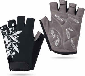 Gants de cyclisme demi-doigts en PU à motif floral, respirants, avec fermeture auto-agrippante, unisexes pour sports de plein air universels - Product Image 6