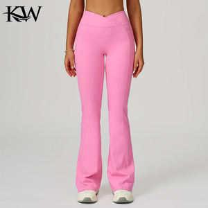 FIT JOY Pantalones de yoga con bolsillos para mujer, pantalones de fitness de cintura alta que levantan la cadera, de secado rápido, para correr, hacer ejercicio, fitness, gimnasio - Product Image 2