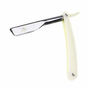 Lame de rasoir vintage en acier inoxydable avec manche en bois pour hommes, accessoires de barbier à lame simple pour l'entretien de la barbe - Product Image 1