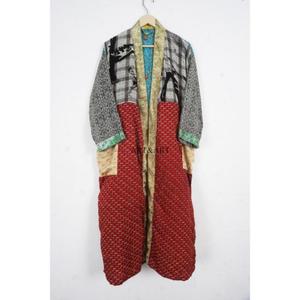 Silk Patchwork Kimono Robe Light Weight Colorful Silk <b>Cardigan</b> Bohemian Floral Print Patches Bathrobe For Women's - Product Image 5