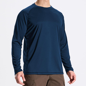 Men's Long Sleeve Rash Guard Navy Solid Color Plus Size Sun Protection Wear Outdoor Fitness Wear Rash Guard For Men's - Product Image 3