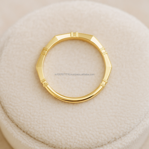 Anillos Minimalistas Religiosos de Oro Sólido de 14K, Anillo de Compromiso con Moissanita de 0.22 Quilates, Conjunto de Anillos de Boda de Media Eternidad, Certificado IGI - Product Image 6