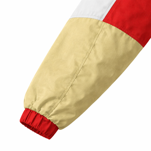 <b>Men's</b> Red Yellow White Color Block Hooded <b>Half</b>-<b>Zip</b> Bomber <b>Jacket</b> Front Pocket Custom Logo Printing Waterproof Windproof Winter - Product Image 3