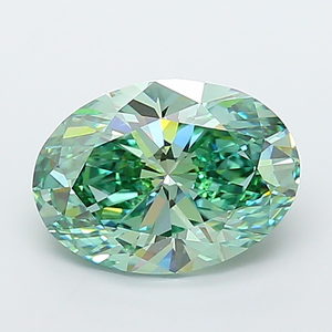 Diamante verde de corte ovalado de lujo, cultivado en laboratorio, para la fabricación de joyas. - Product Image 1