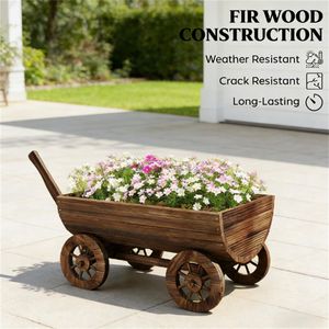 Mobile Garden Flowerpot <b>Box</b> Durable Wooden <b>Planters</b> for Indoor/Outdoor Use - Product Image 4