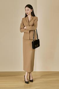 Falda Larga Recta de Sarga para Mujer, de Cintura Alta, Estructurada, de Color Liso, Tejida en Vietnam, Varios Colores, KV28 - Product Image 2