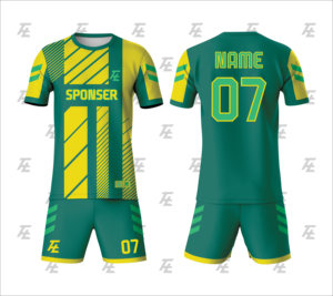 Maillot de football pour homme, bleu vert turquoise, sublimé, col rond, manches courtes, polyester respirant, coupe athlétique - Product Image 5