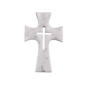 Croix élégante en marbre blanc avec découpe pour décoration murale chrétienne Croix en marbre de qualité supérieure pour la décoration religieuse de la maison - Product Image 1