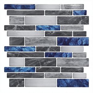 Nouvelle conception de mosaïque murale intérieure en marbre gris à texture ondulée européenne, mosaïque en métal bleu marine - Product Image 2