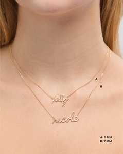 Collier personnalisé avec nom, chaîne gourmette 5mm 7mm, colliers ajustables 16-18 pouces, bijoux fins personnalisés en or massif 14K 18K - Product Image 2
