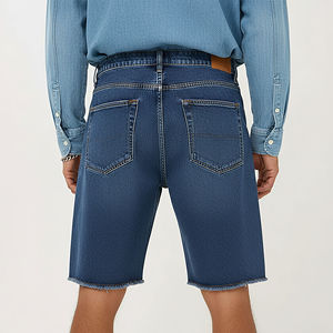 Shorts de mezclilla de secado rápido, transpirables y antiarrugas, shorts de cintura media con cordón ajustable, shorts de mezcla de algodón y spandex - Product Image 5
