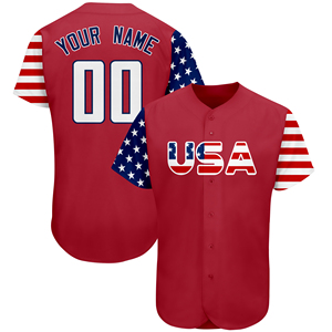 Maillot de baseball personnalisé USA à manches courtes unisexe pour adulte, coupe classique, impression sublimée, tissu polyester respirant et anti-humidité - Product Image 3
