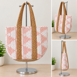 Bolsas de mano grandes de yute trenzado y algodón Chindi, reutilizables, ideales para la playa, compras y supermercado, perfectas para chicas. - Product Image 5