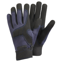 Gants d'assemblage synthétiques avec paume rembourrée, coutures contrastées bleues, fermeture auto-agrippante au poignet, pour l'assemblage d'équipements mécaniques