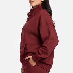 Sudadera polar con capucha para mujer, talla grande, de invierno, con insignia, doble cremallera, holgada, informal, lavada, superventas - Product Image 4