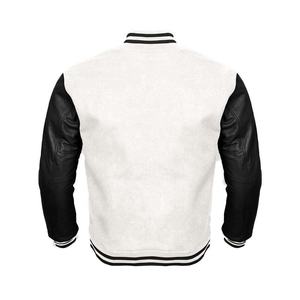 Obtenez vos propres manches en cuir blanc personnalisées avec des vestes de baseball en laine noire, vestes universitaires pour hommes, vestes de collège - Product Image 2