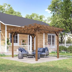 Pergola da Giardino Moderna 12x10 piedi in WPC Marrone per Piante Rampicanti, Struttura Robusta per Patio e Terrazza - Product Image 2